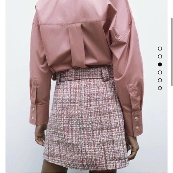 NWT Zara Tweed Belted Mini Skirt Pink Sz XS Office Siren Legally Blonde - Picture 4 of 8